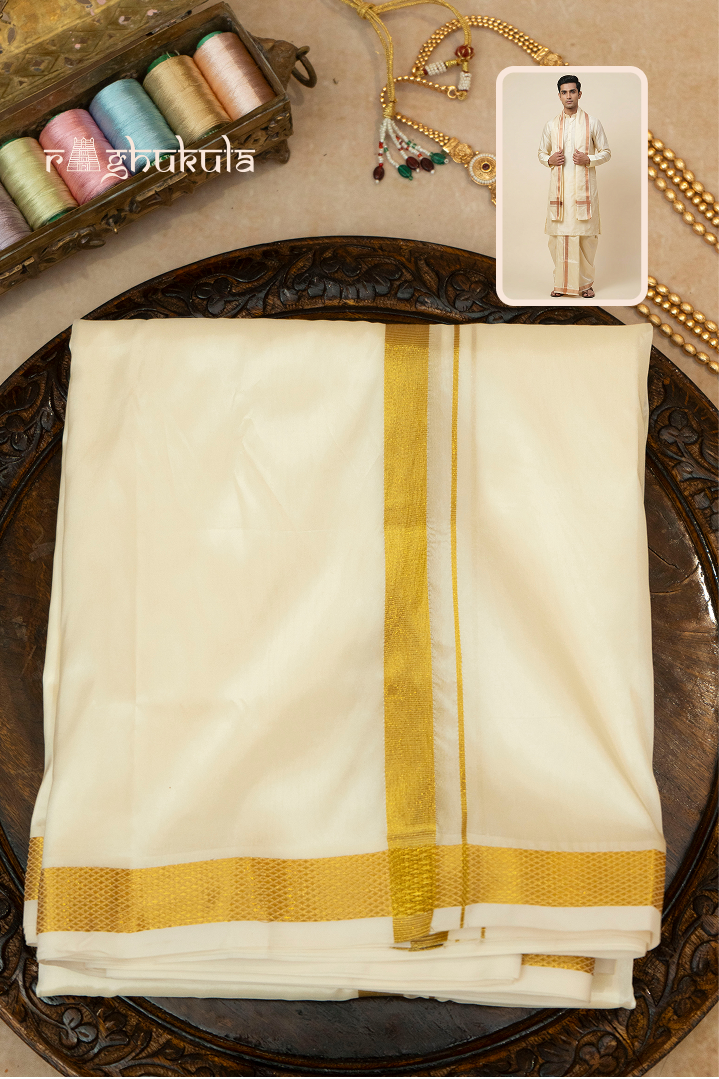 Madhuvarna — Honey Amber Raghukula Pattu Silk Fabric