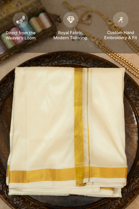 Madhuvarna — Honey Amber Raghukula Pattu Silk Fabric