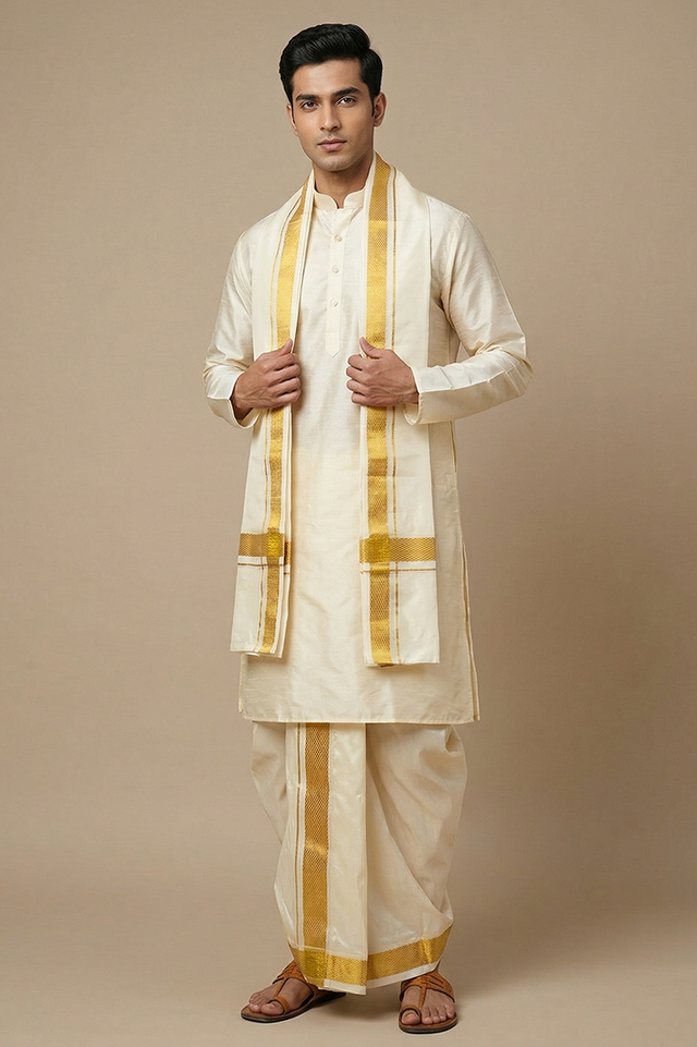 Madhuvarna — Honey Amber Raghukula Pattu Silk Fabric