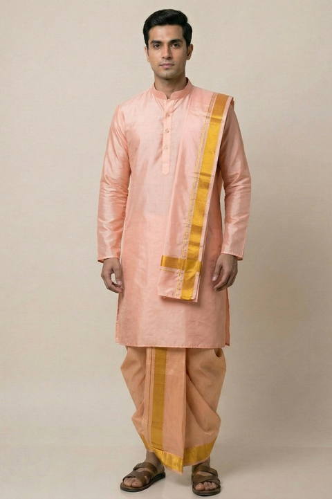Pranava — Sacred Cream Raghukula Pattu Silk Fabric
