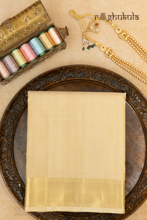 Shriyam — Cream Gold Heirloom Raghukula Pattu Silk Fabric