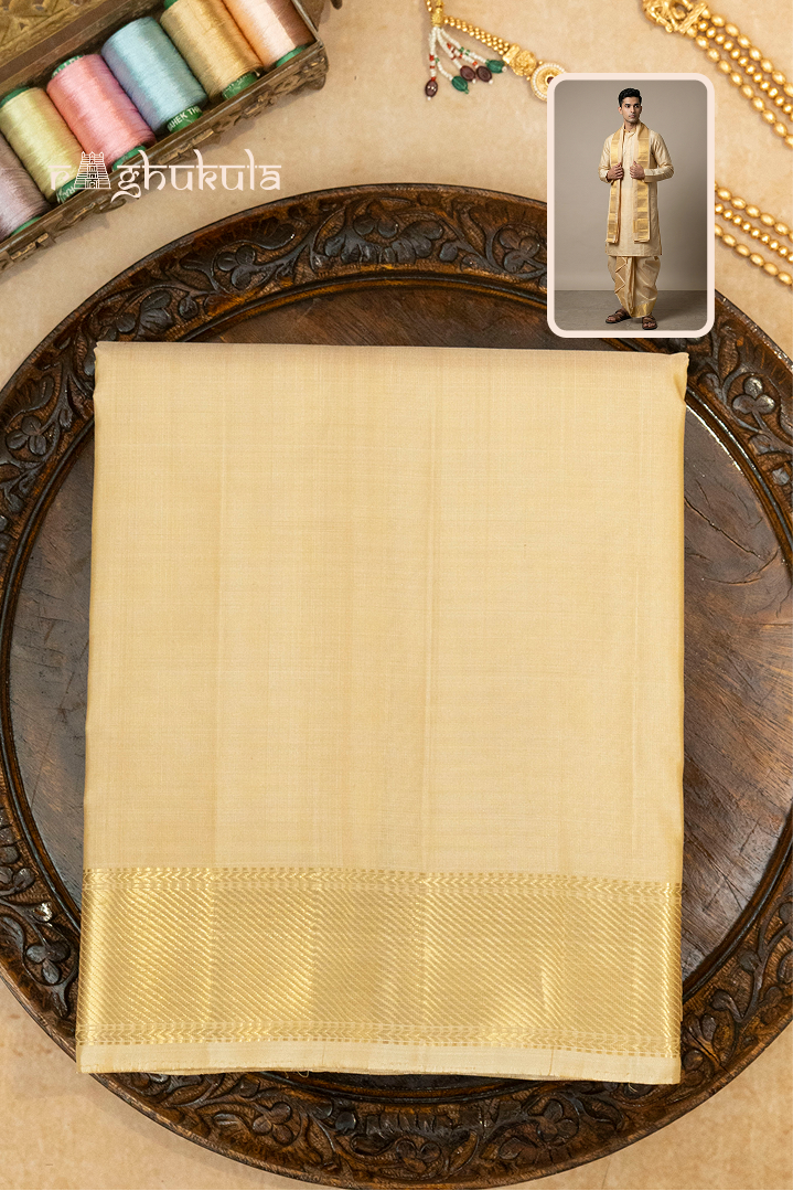 Shriyam — Cream Gold Heirloom Raghukula Pattu Silk Fabric