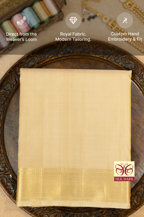 Shriyam — Cream Gold Heirloom Raghukula Pattu Silk Fabric