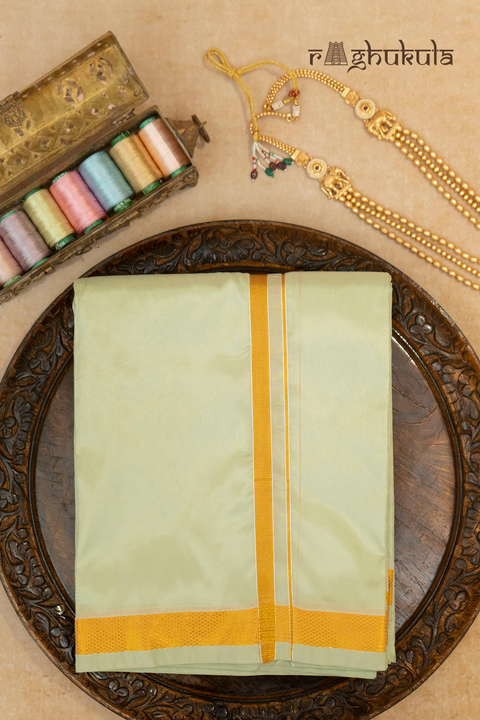 Tejas — Bright Gold Raghukula Pattu Silk Fabric