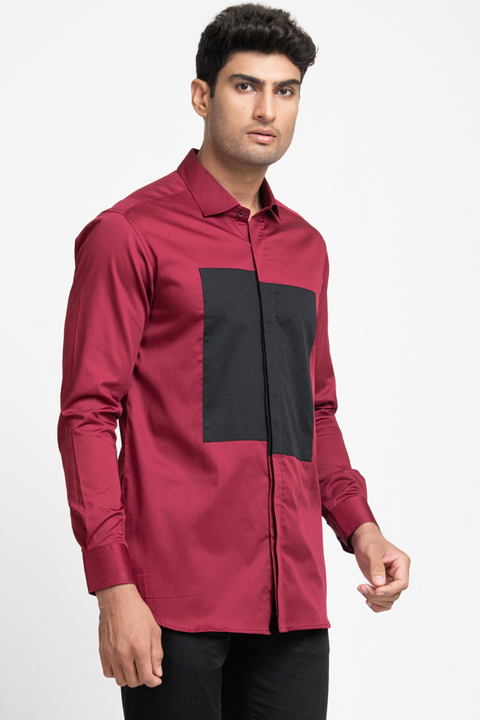 Marior — Black & Red Pattern Giza Cotton Shirt