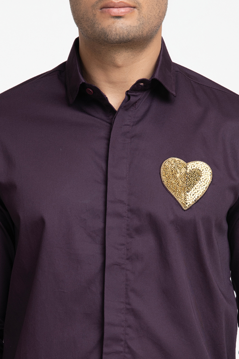 Sway — Purple Hand Embroidered Giza Cotton Shirt