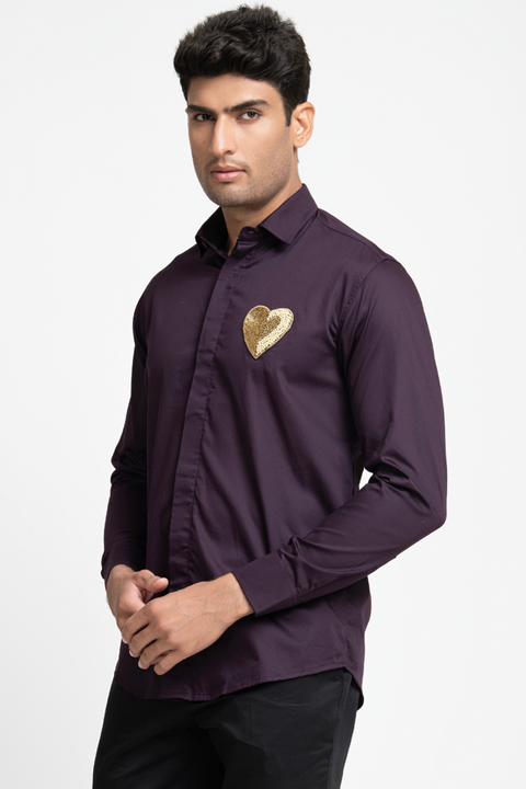 Sway — Purple Hand Embroidered Giza Cotton Shirt