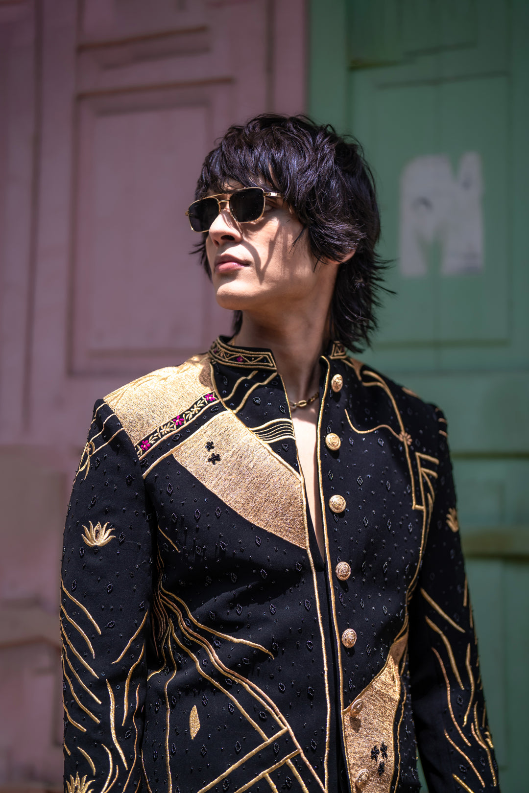 Raahi — Black Hand Embroidered British Fabric Indo-Western