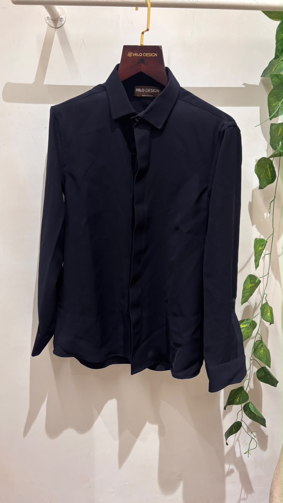 Nox — Midnight Blue Concealed Placket Armani Fabric Shirt