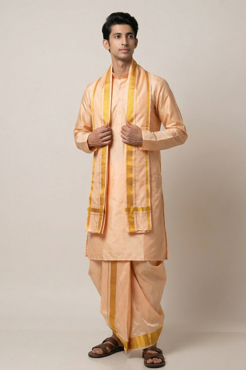 Chandanaya — Sandalwood Raghukula Pattu Silk Fabric