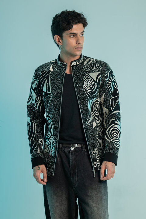 Aster — Black Thread Embroidered Armani Fabric Shacket
