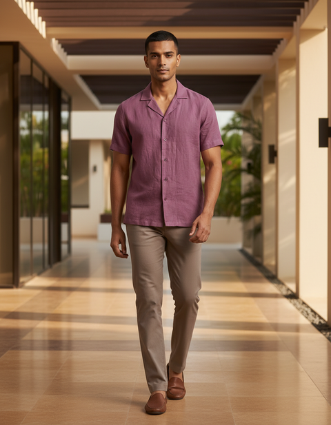 Henna — Wine Linen Shirt