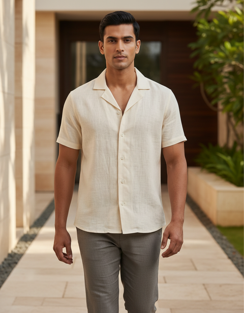 Sera — Cream Linen Shirt