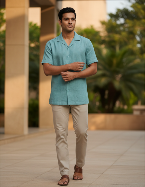 Seaform β Sea Green Linen Shirt