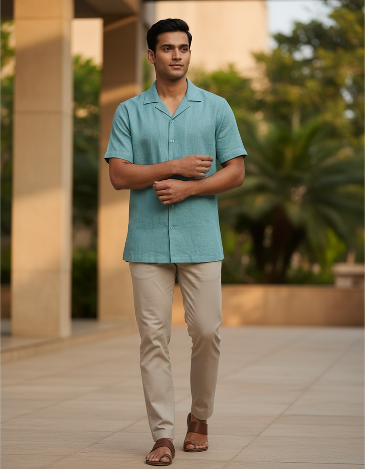 Seaform — Sea Green Linen Shirt