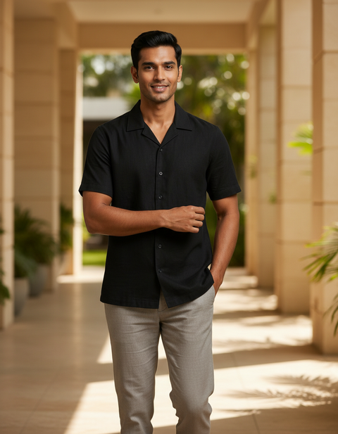 Eclipse — Black Cotton Shirt