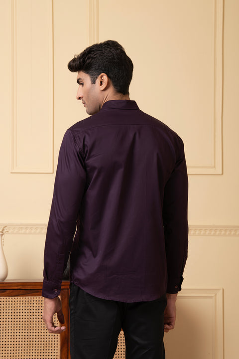 Marino — Purple Hand Embroidered Giza Cotton Shirt
