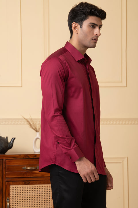 Crimson — Maroon Solid Giza Cotton Shirt