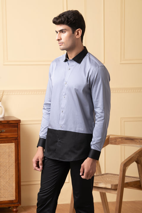 Blend — Grey Pattern Poplin Blend Shirt