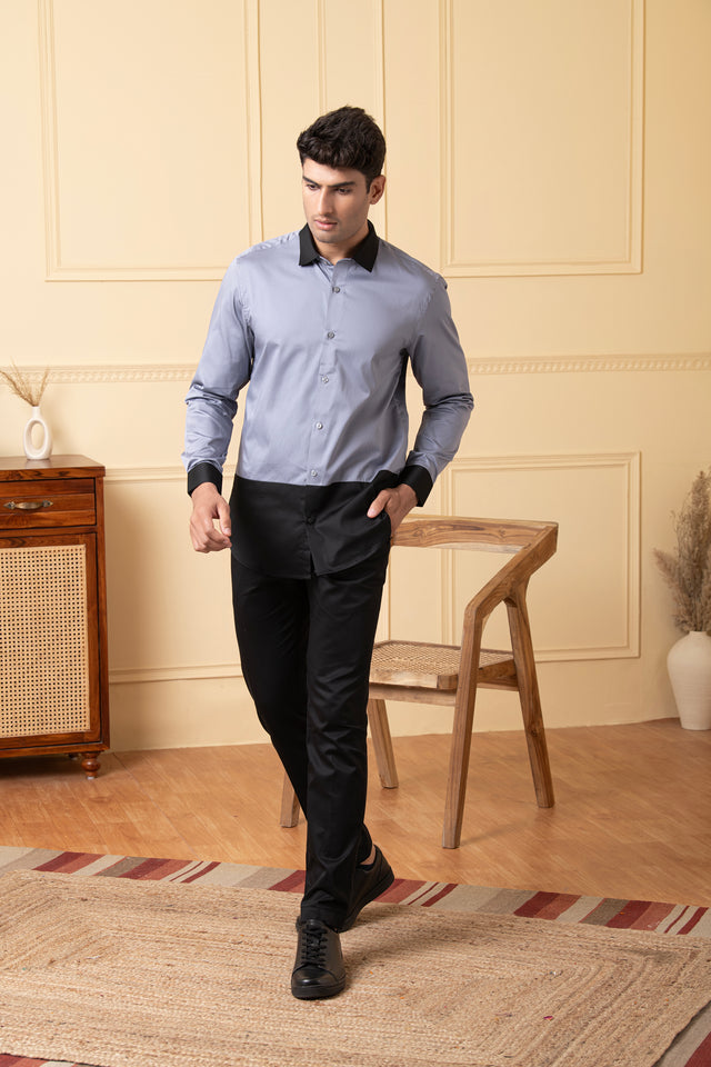 Blend — Grey Pattern Poplin Blend Shirt
