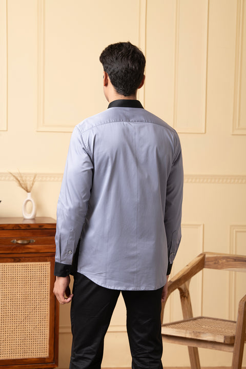 Blend — Grey Pattern Poplin Blend Shirt