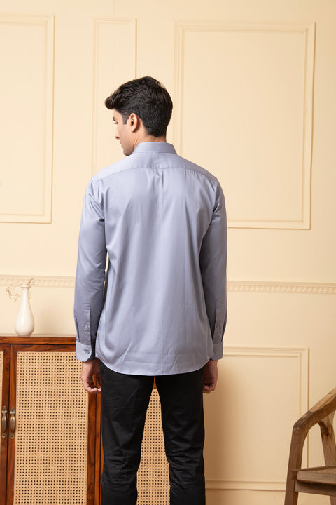 Slate — Grey Solid Giza Cotton Shirt