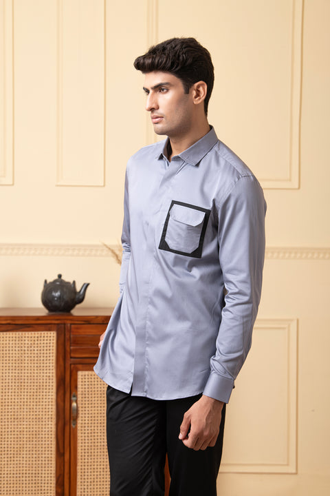 Fusion — Grey Pattern Giza Cotton Shirt