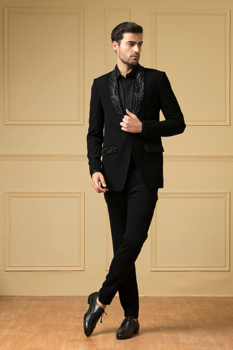 Carmen — Black Italian Fabric Blazer Set