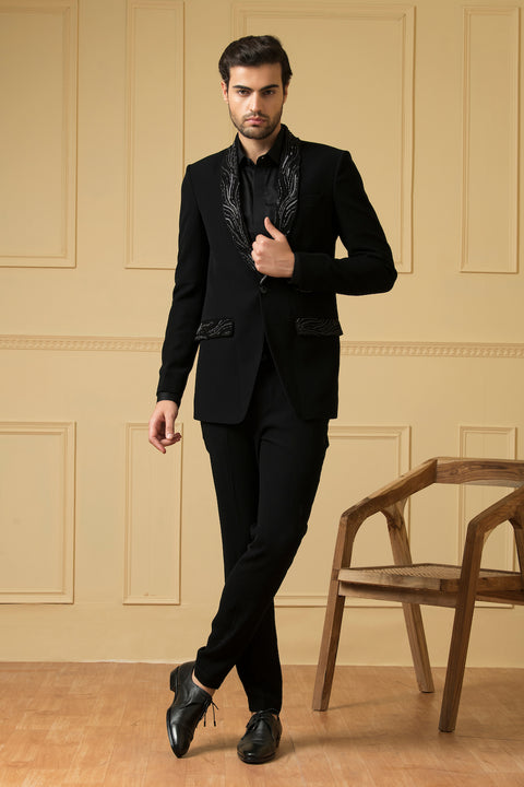 Carmen — Black Italian Fabric Blazer Set