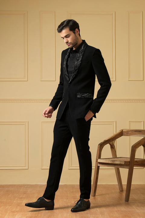 Carmen — Black Italian Fabric Blazer Set