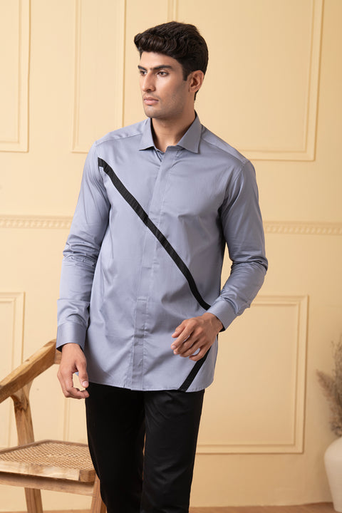 Astral — Grey Pattern Giza Cotton Shirt
