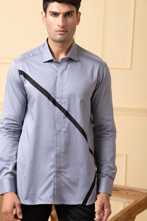Astral — Grey Pattern Giza Cotton Shirt