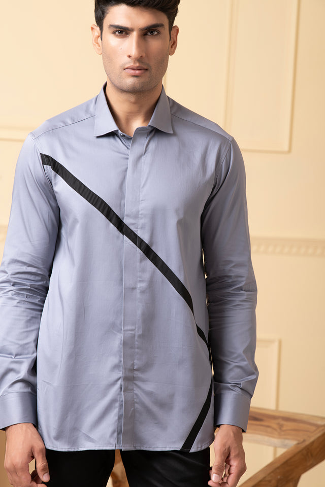 Astral — Grey Pattern Giza Cotton Shirt