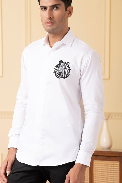 Stripedorn — Black & White Thread Embroidered Giza Cotton Shirt