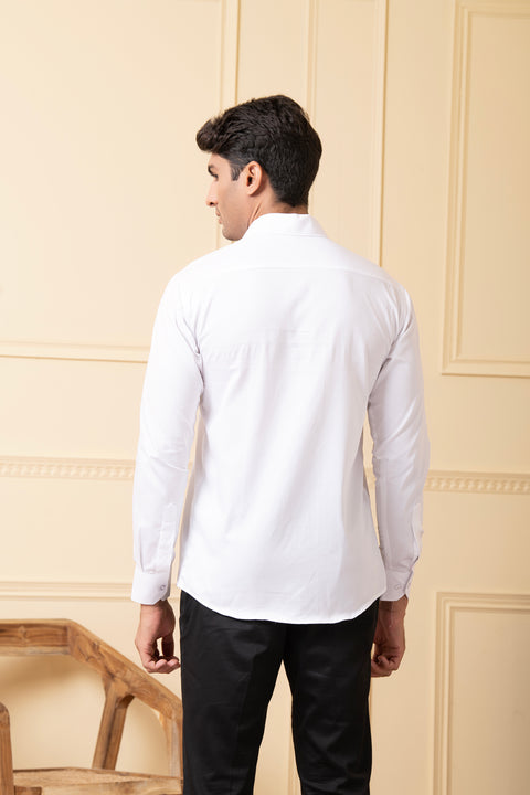 Stripedorn — Black & White Thread Embroidered Giza Cotton Shirt