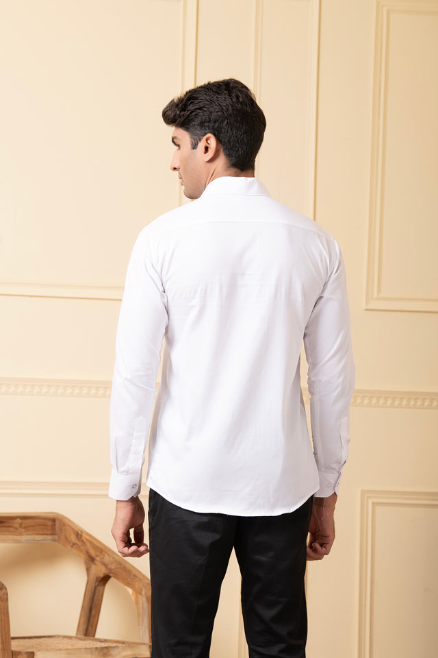Stripedorn — Black & White Thread Embroidered Giza Cotton Shirt