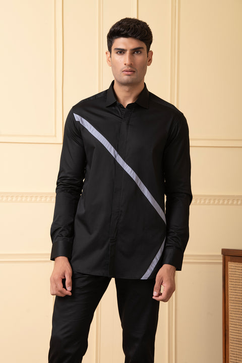 Oscuro — Black Pattern Giza Cotton Shirt