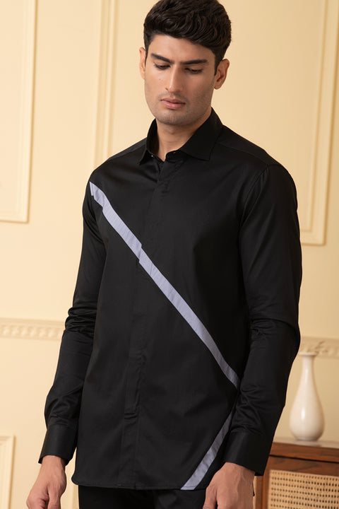 Oscuro — Black Pattern Giza Cotton Shirt