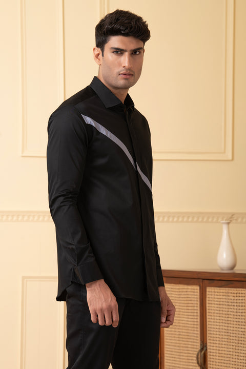 Oscuro — Black Pattern Giza Cotton Shirt