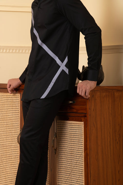 Oscuro — Black Pattern Giza Cotton Shirt