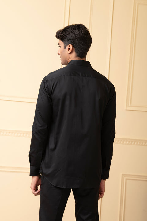 Pandorable — Black Thread Embroidered Giza Cotton Shirt
