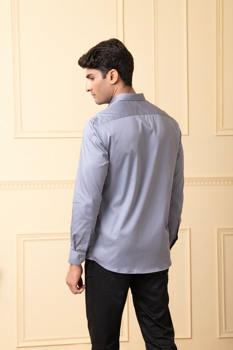 Ash — Grey Pattern Giza Cotton Shirt