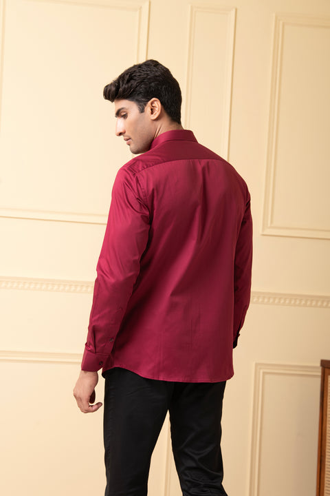 Carmine — Red Pattern Giza Cotton Shirt