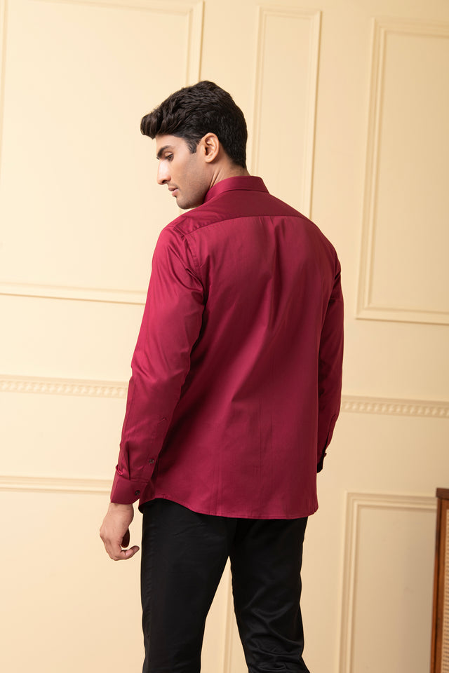 Carmine — Red Pattern Giza Cotton Shirt