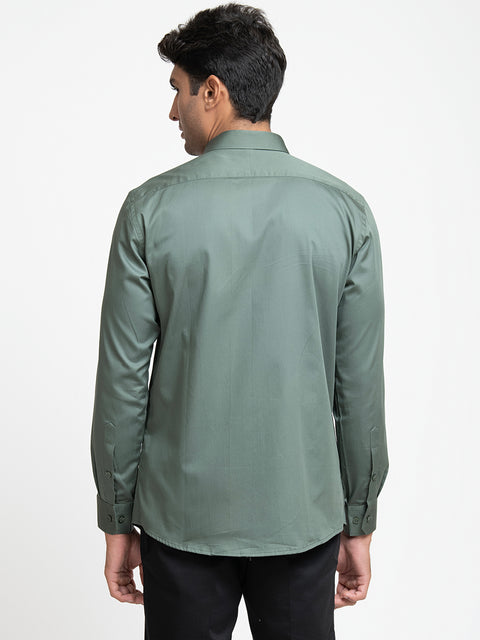 Olinoir — Black & Olive Patch Giza Cotton Shirt