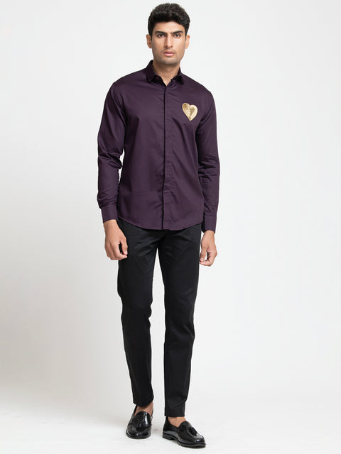 Sway — Purple Hand Embroidered Giza Cotton Shirt