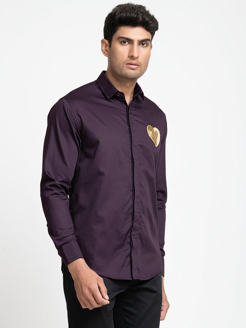 Sway — Purple Hand Embroidered Giza Cotton Shirt