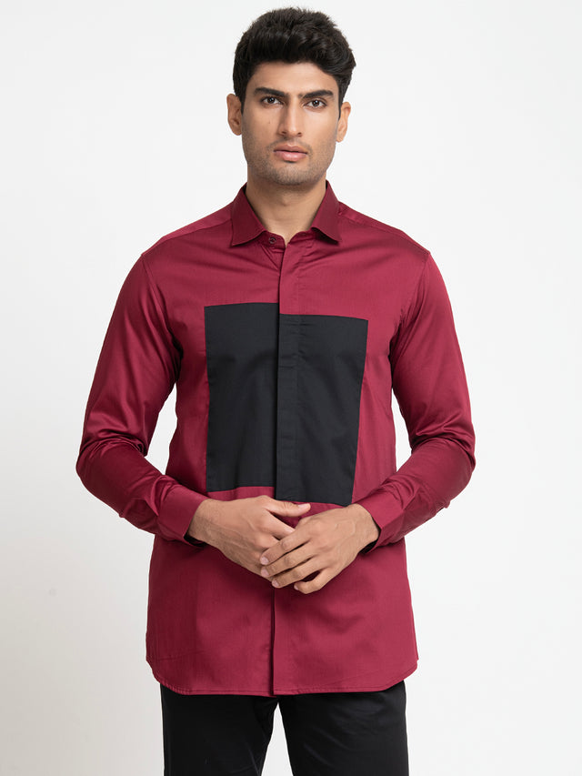 Marior — Black & Red Pattern Giza Cotton Shirt