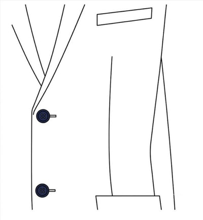 Single-breasted, two buttons, line drawing