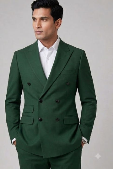 Double-breasted peak lapel blazer with ticket pocket